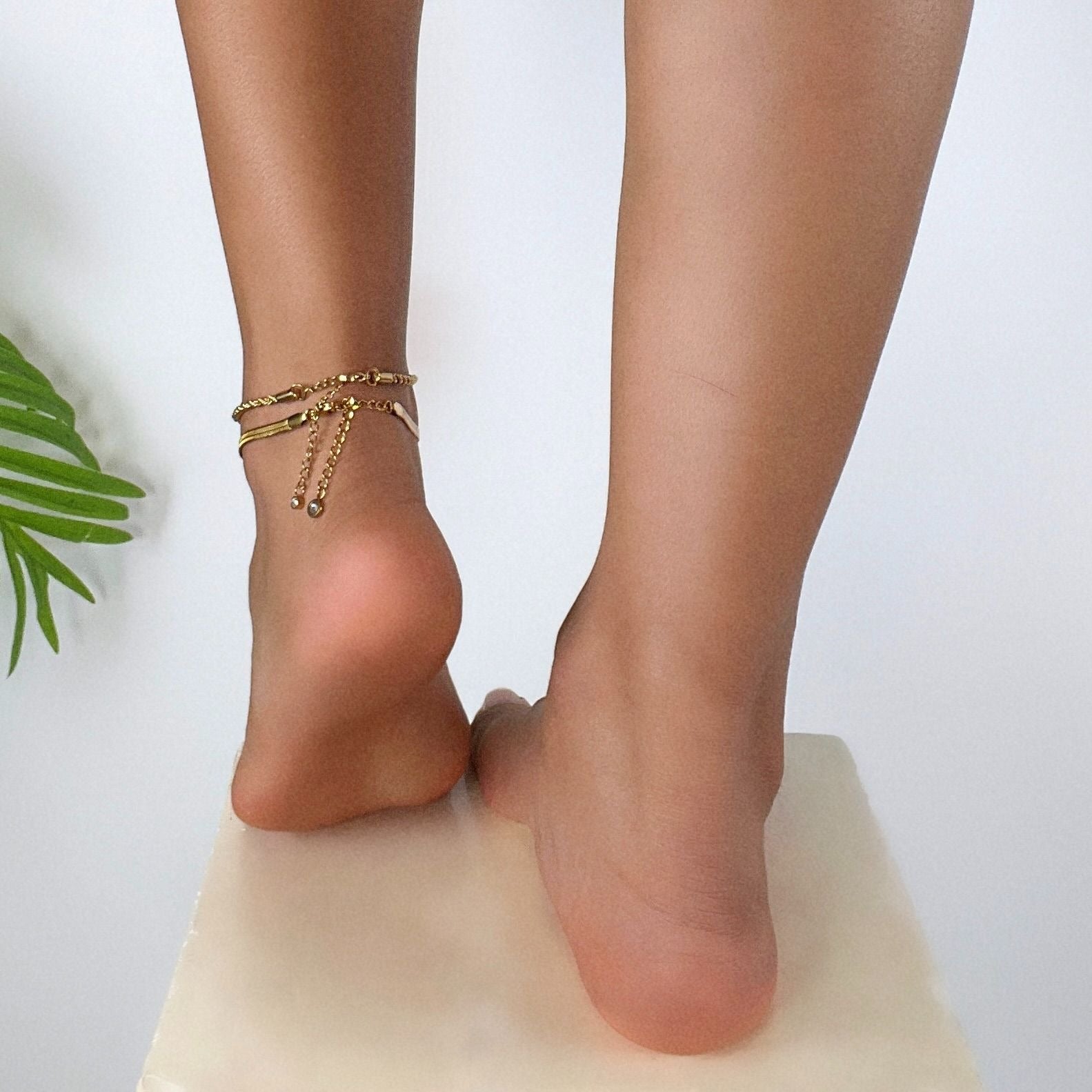 Y2K Style Gold Snake Chain Anklet